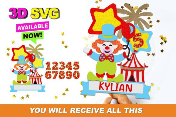 Download Circus Clown Cake Topper 3D SVG - Premium Resources